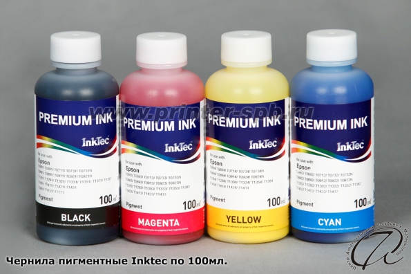 принтер Epson WP-4025DW: Чернила Inktec пигментные по 100мл.