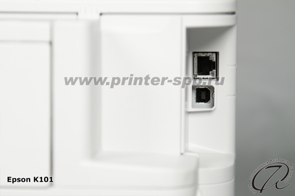Принтер Epson K101: Разъемы USB и Ethernet RJ-45
