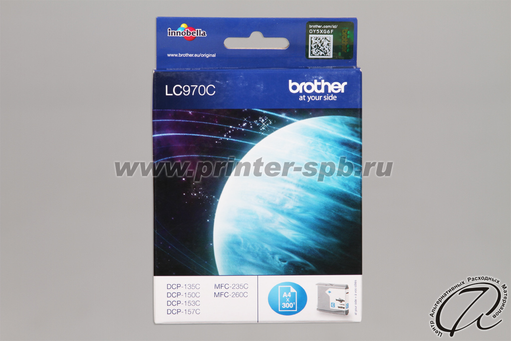 Brother LC970C CYAN, фронтальный вид Картридж Brother LC970C CYAN