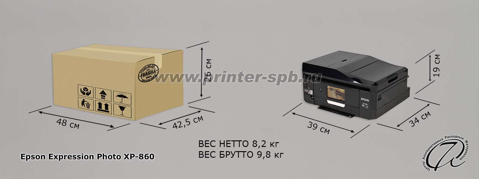 Epson Expression Photo XP-860, габариты и вес