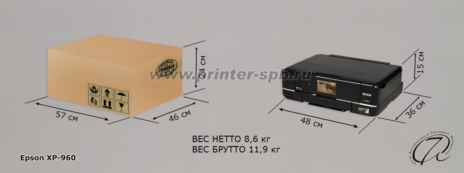 Epson Expression Photo XP-960, габариты и вес